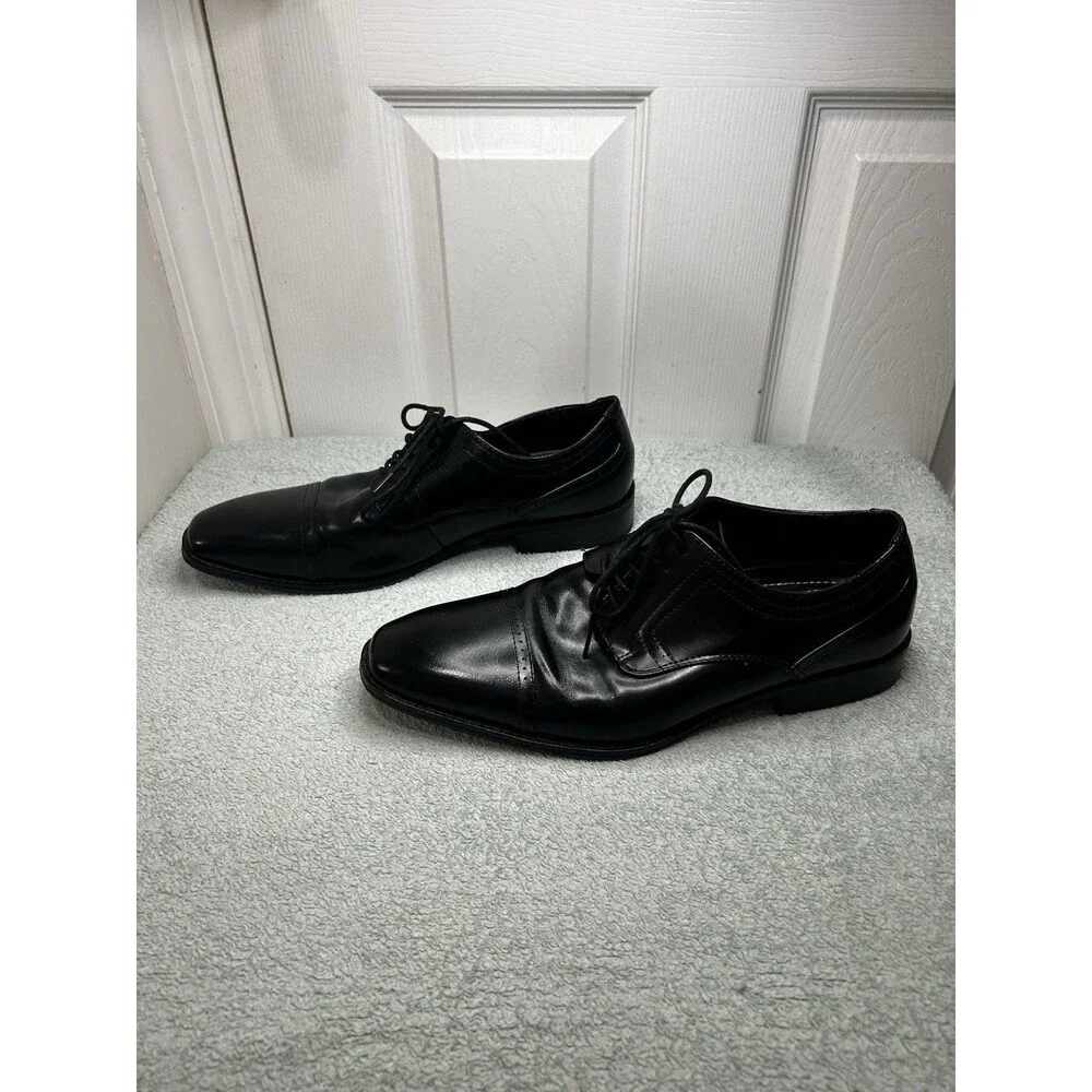 Stacy Adams Men’s Size 11 M Black Leather Cap Toe Oxford Dress Shoes Lace-Up